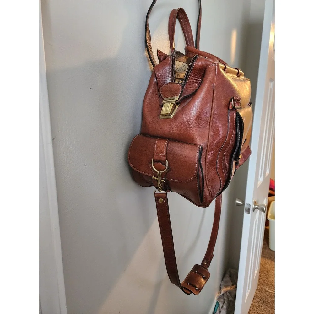 Vintage Brown Faux Leather Weekender Travel Bag Large 21